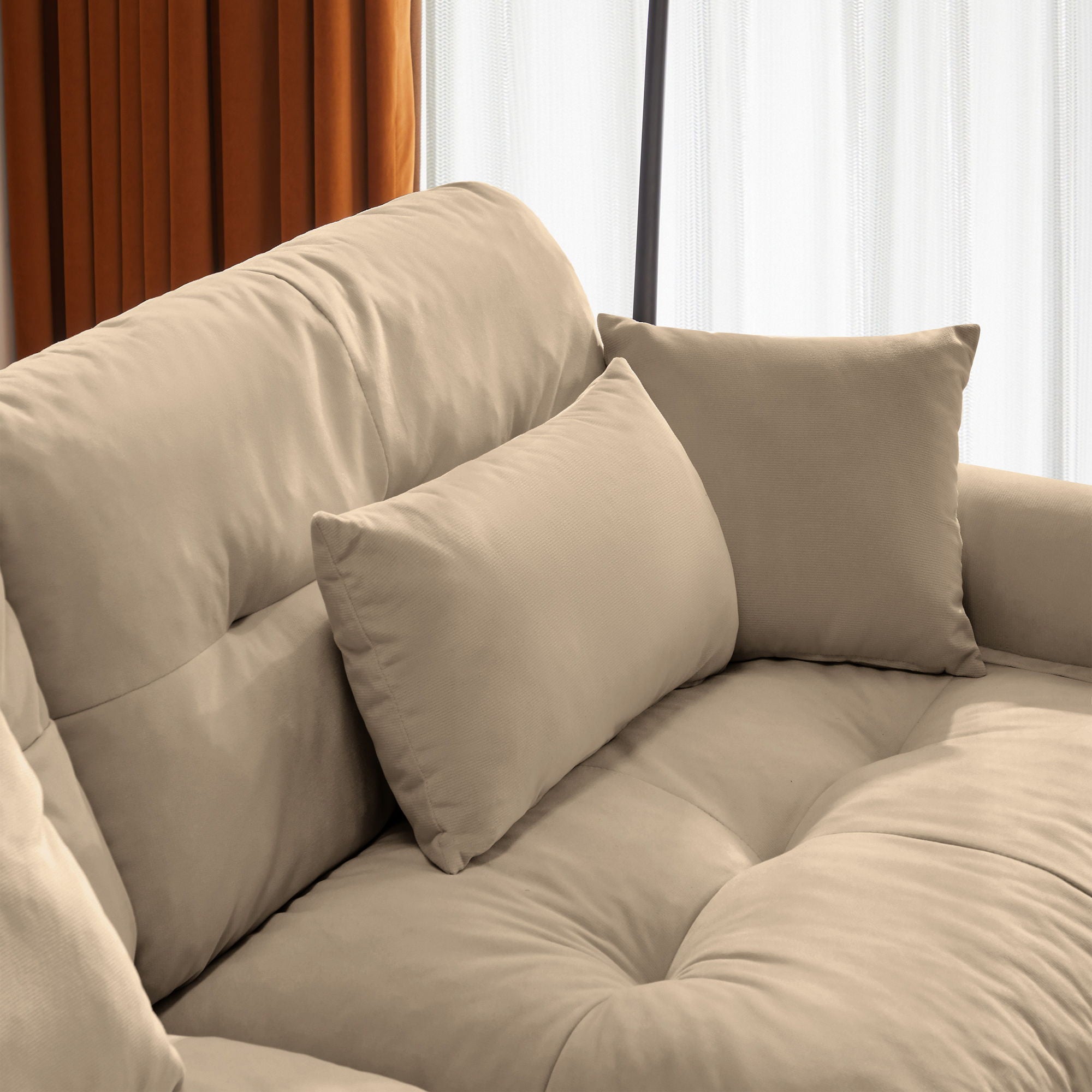 Super Comfort Oversized Modular Velvet Sectional Sofa, Deep Seat Convertible L Shaped Couch