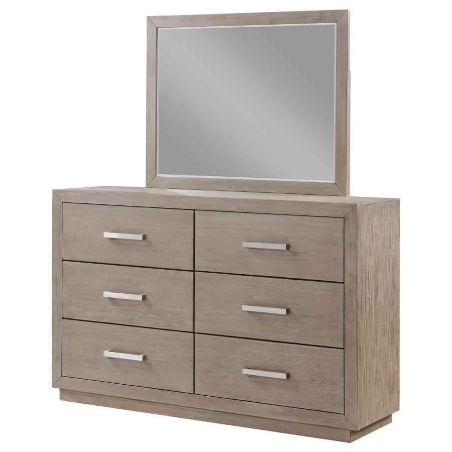 Coaster Fine Furniture Kenora - 6-Drawer Dresser And Mirror - Barley Brown | Meri Furniture