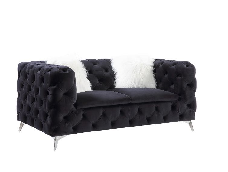 ACME Phifina - Loveseat - Black Velvet | Meri Furniture