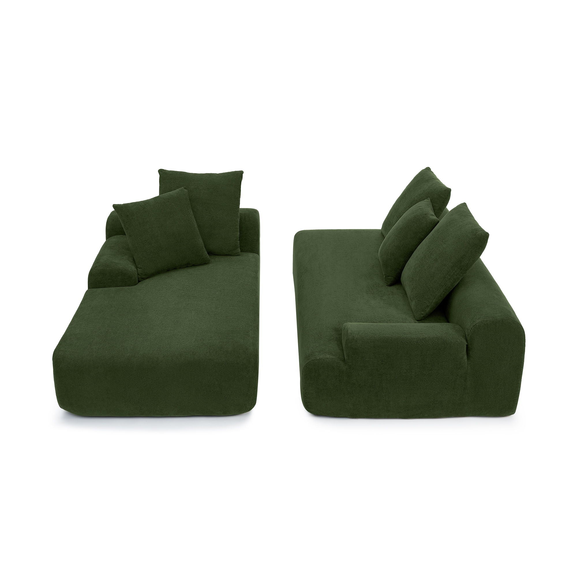 L-Shape Sectional Sofa, Modular Compressed Couch For Living Room Bedroom, 4 Seater - Green