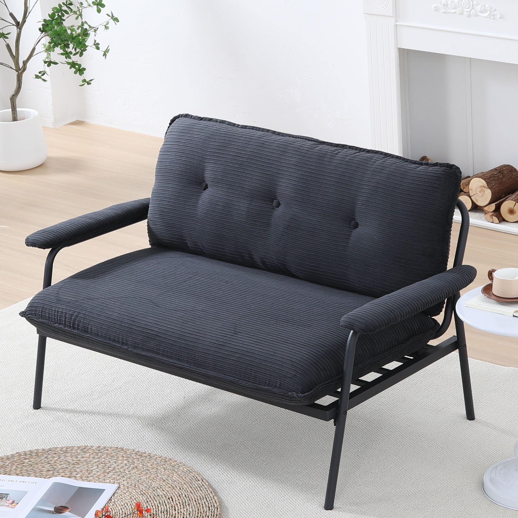 Modern Metal Frame Sofa With Sponge Filling For Compact Spaces And Versatile Use
