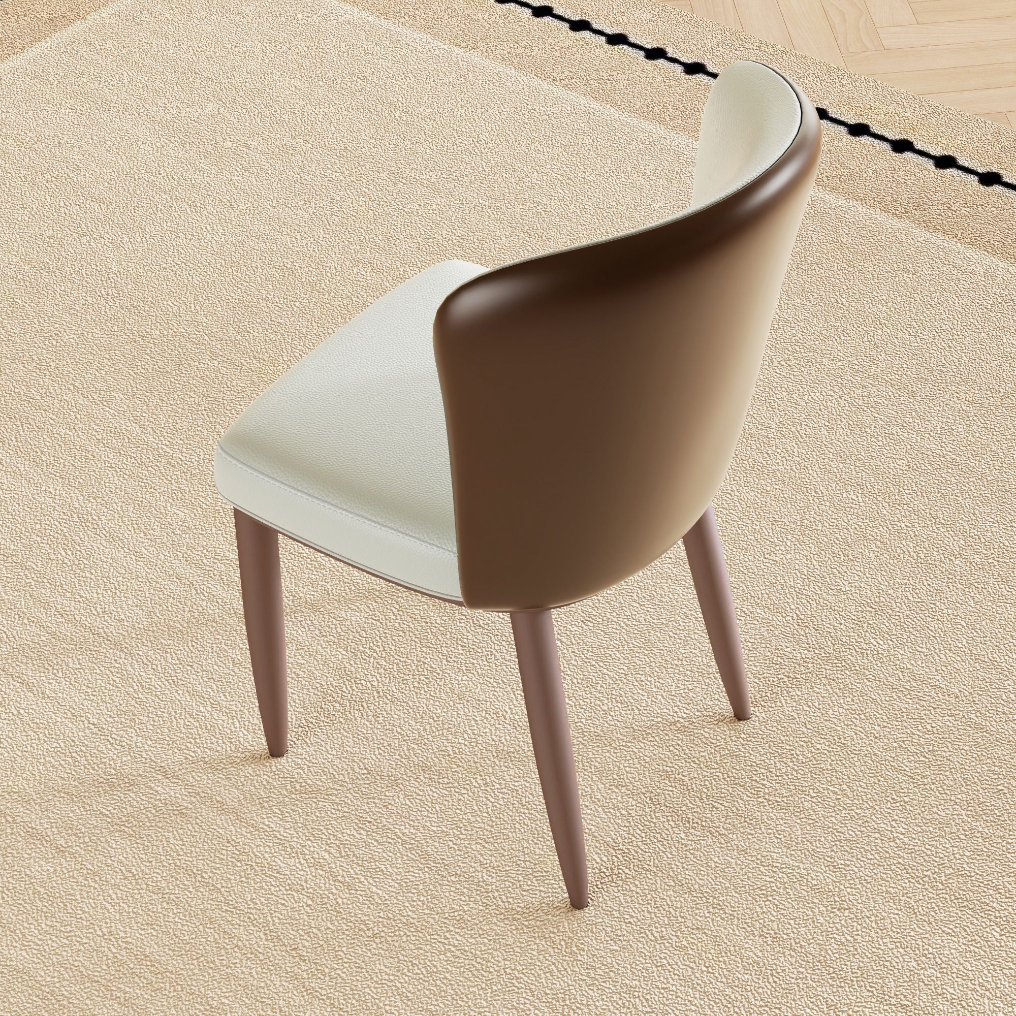 Dining Chair With Carbon Steel Legs, Comfortable Seating, (Set of 2) - White