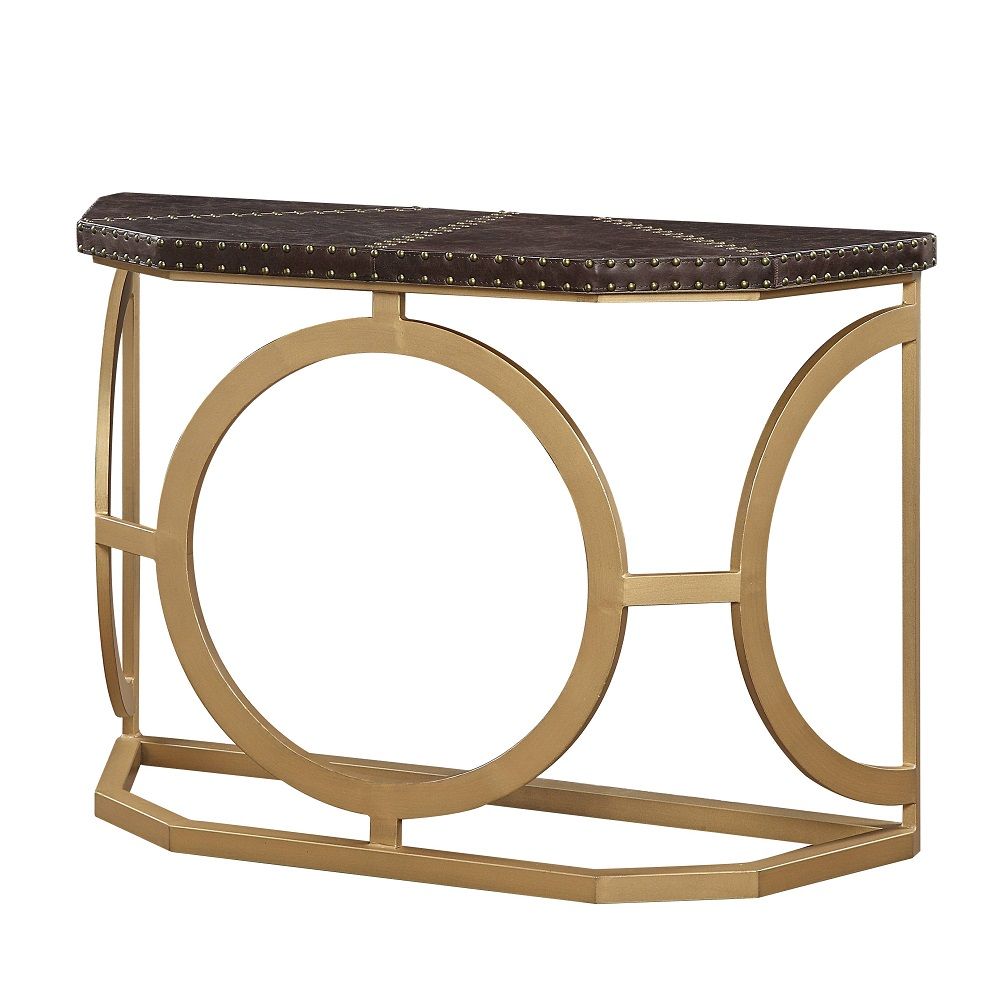 ACME Solara - Console Table - Brown & Gold | Meri Furniture