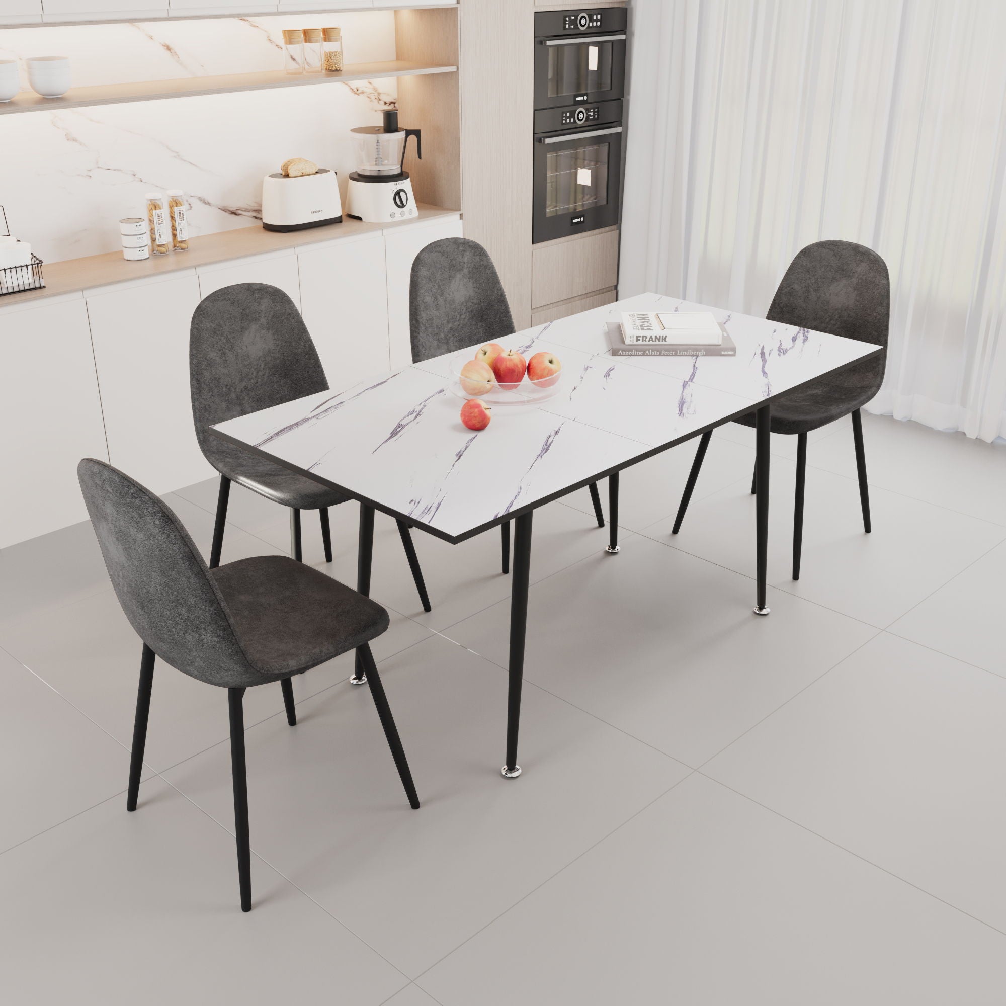 Modern Extendable Dining Table And Chair Set For 2 - 6 People