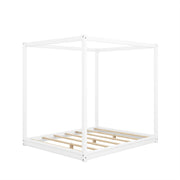 Wood Canopy Platform Bed With Support Legs And Airflow Slats