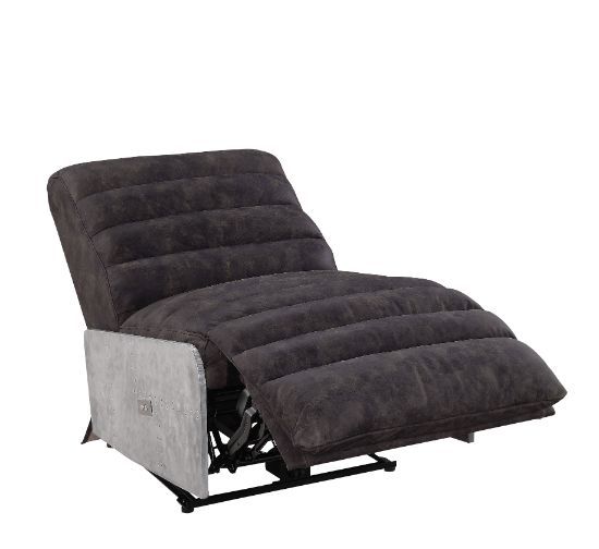 ACME Okzuil - Recliner - 2-Tone Gray Top Grain Leather & Aluminum | Meri Furniture