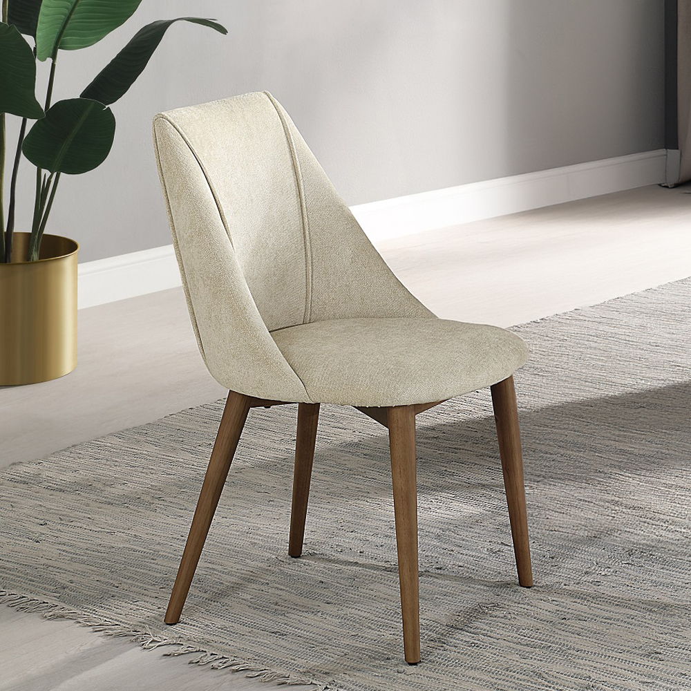 Willene - Side Chair Set of 2) - Beige Fabric & Walnut