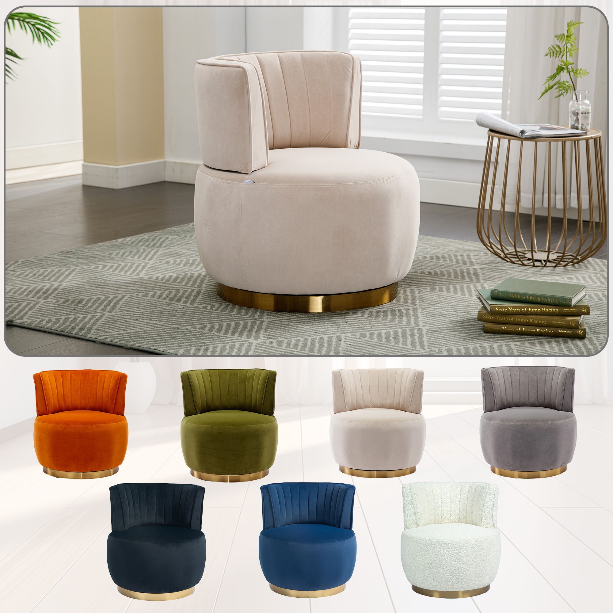 360 Degree Swivel Cuddle Barrel Accent Sofa Chair