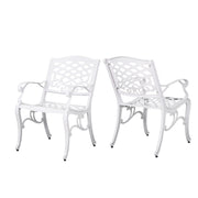 Unravel - Outdoor Arm Chair With Scroll Design And Floral Accents (Set of 2) - White