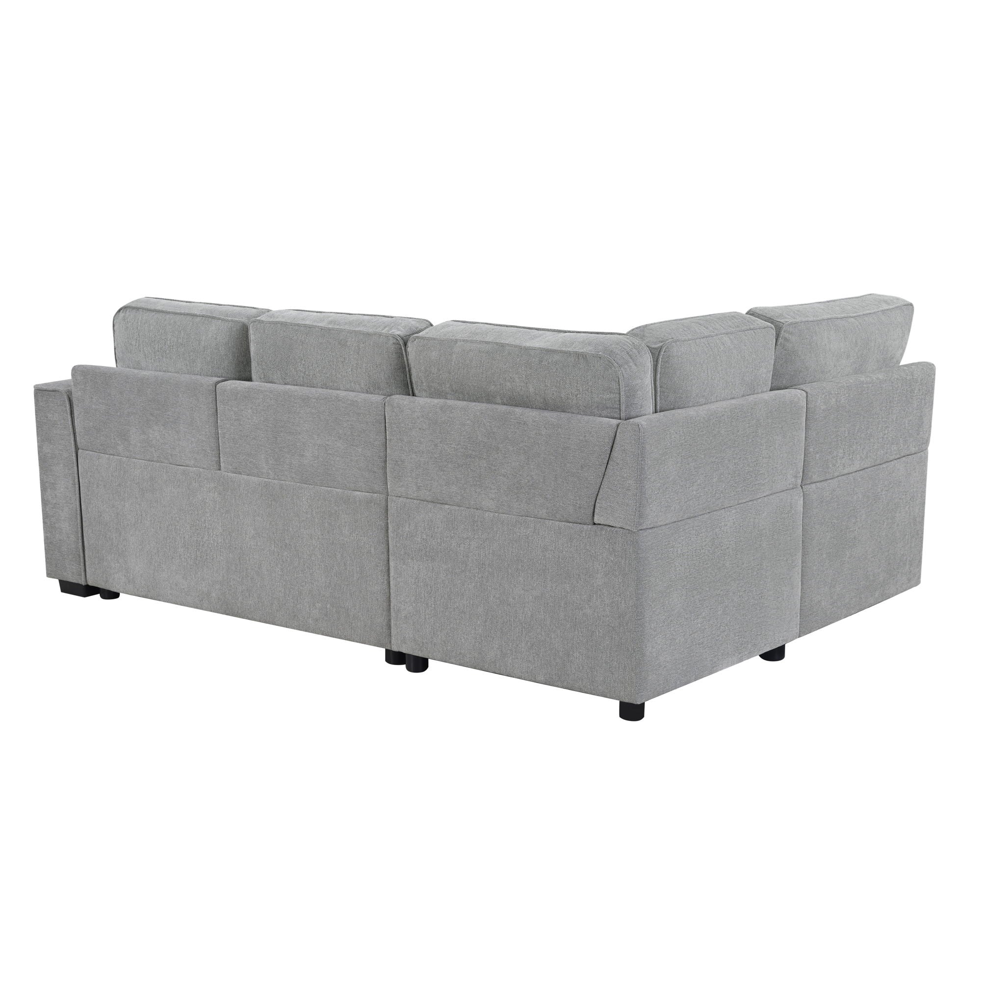Convertible Sectional L-Shaped Sofa With Dual Pull-Out Sleepers, Flip-Top Table, USB Ports, Cup Holder & Storage