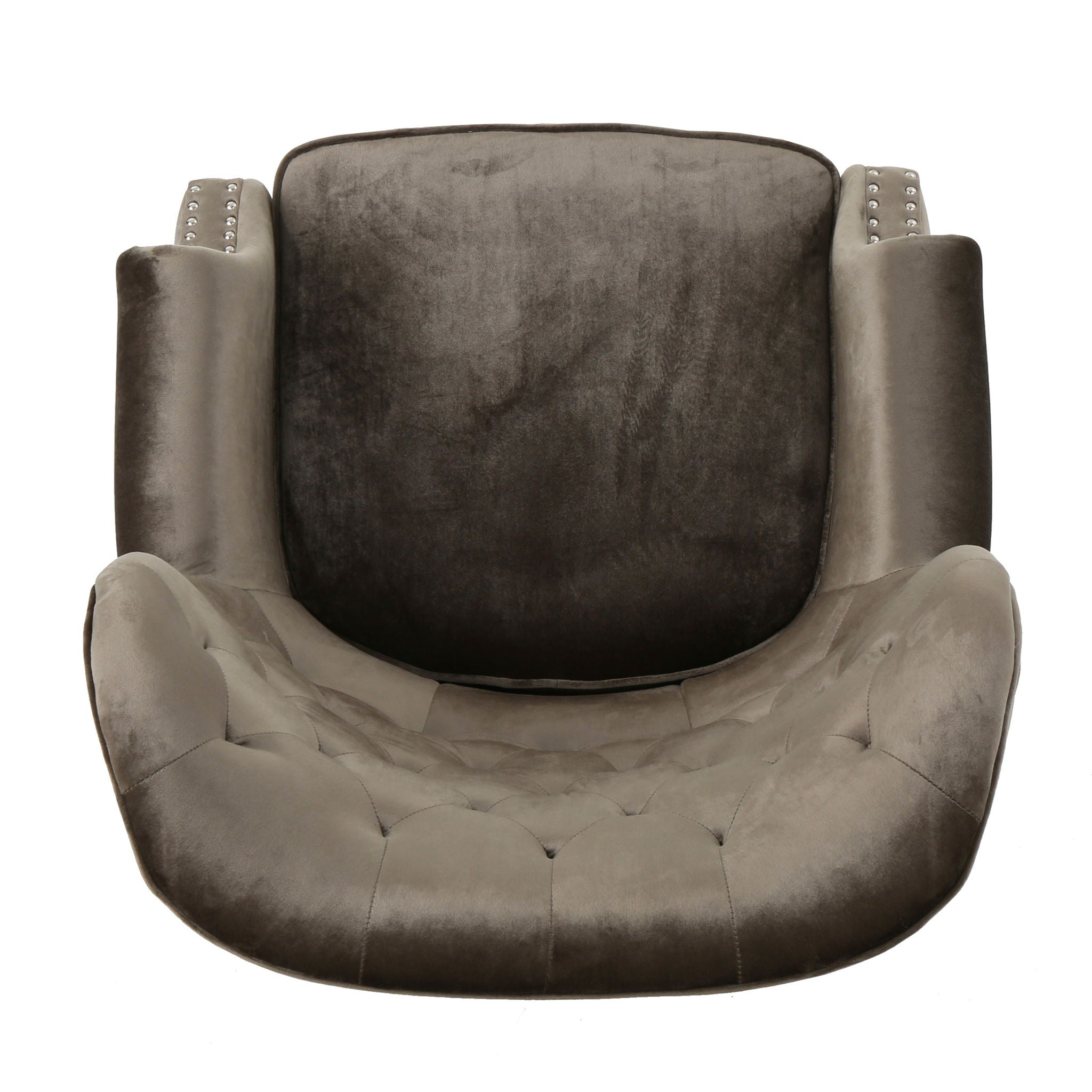 Elegant Velvet Club Chair With Handcrafted Details - Gray