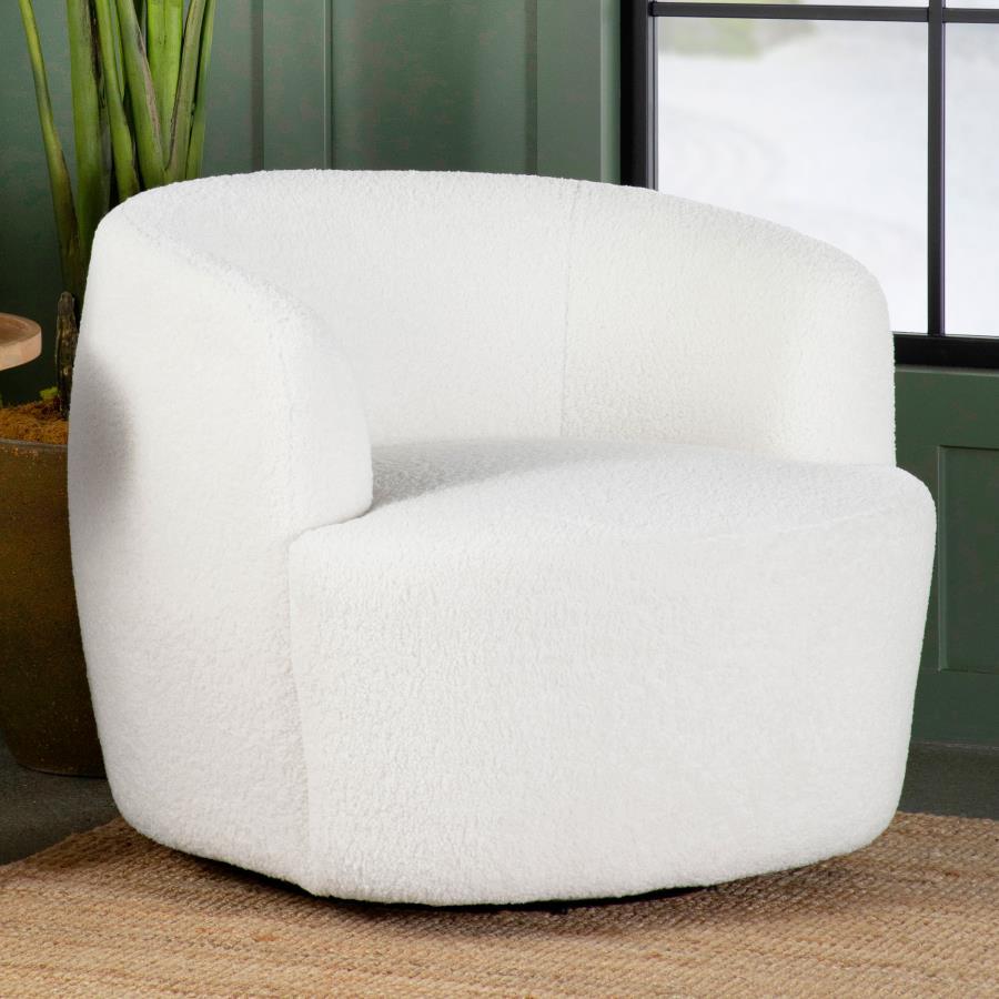 Coaster Fine Furniture Hudson - Faux Sheepskin Upholstered Swivel Chair - Natural | Meri Furniture