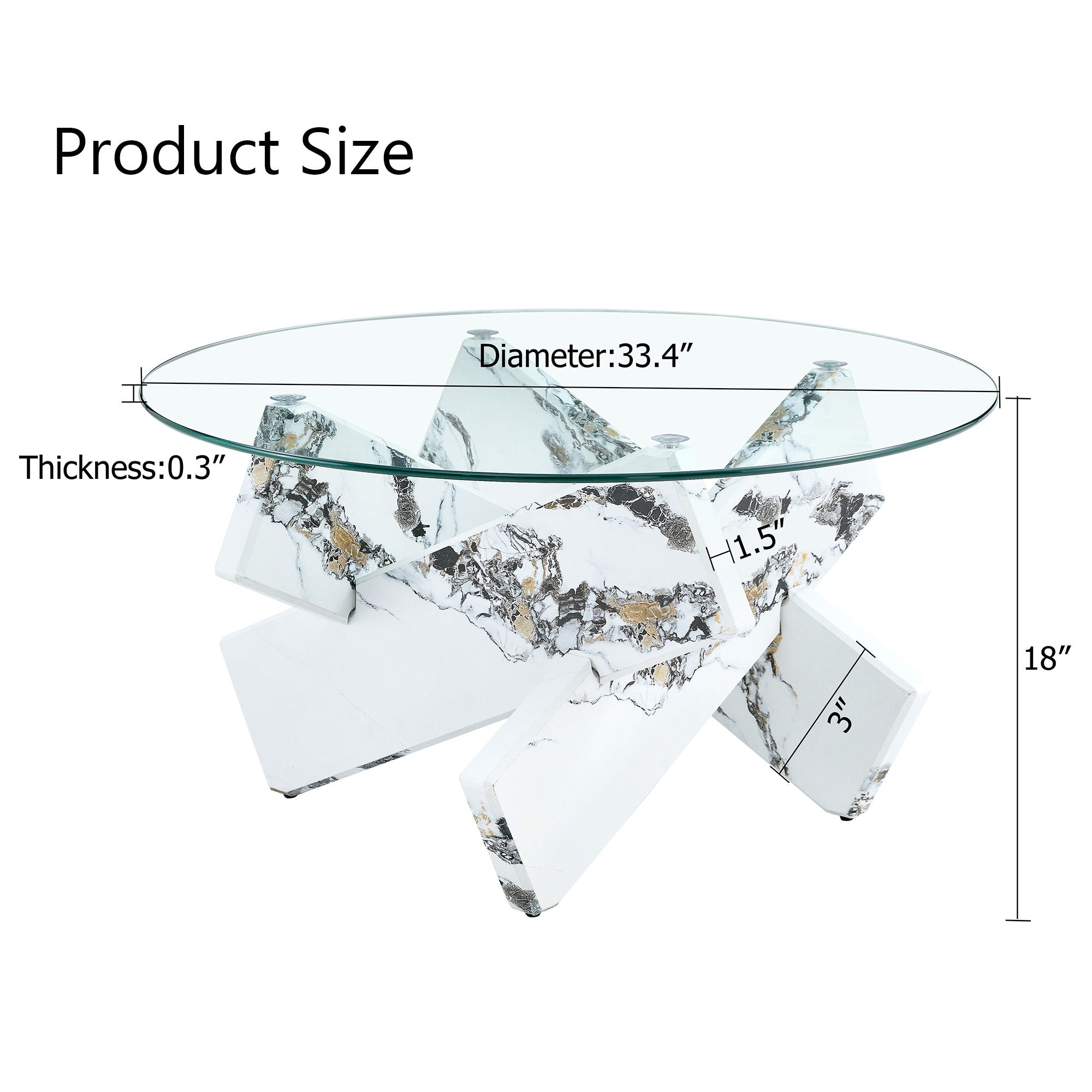 Modern Round Glass Coffee Table With Tempered Glass