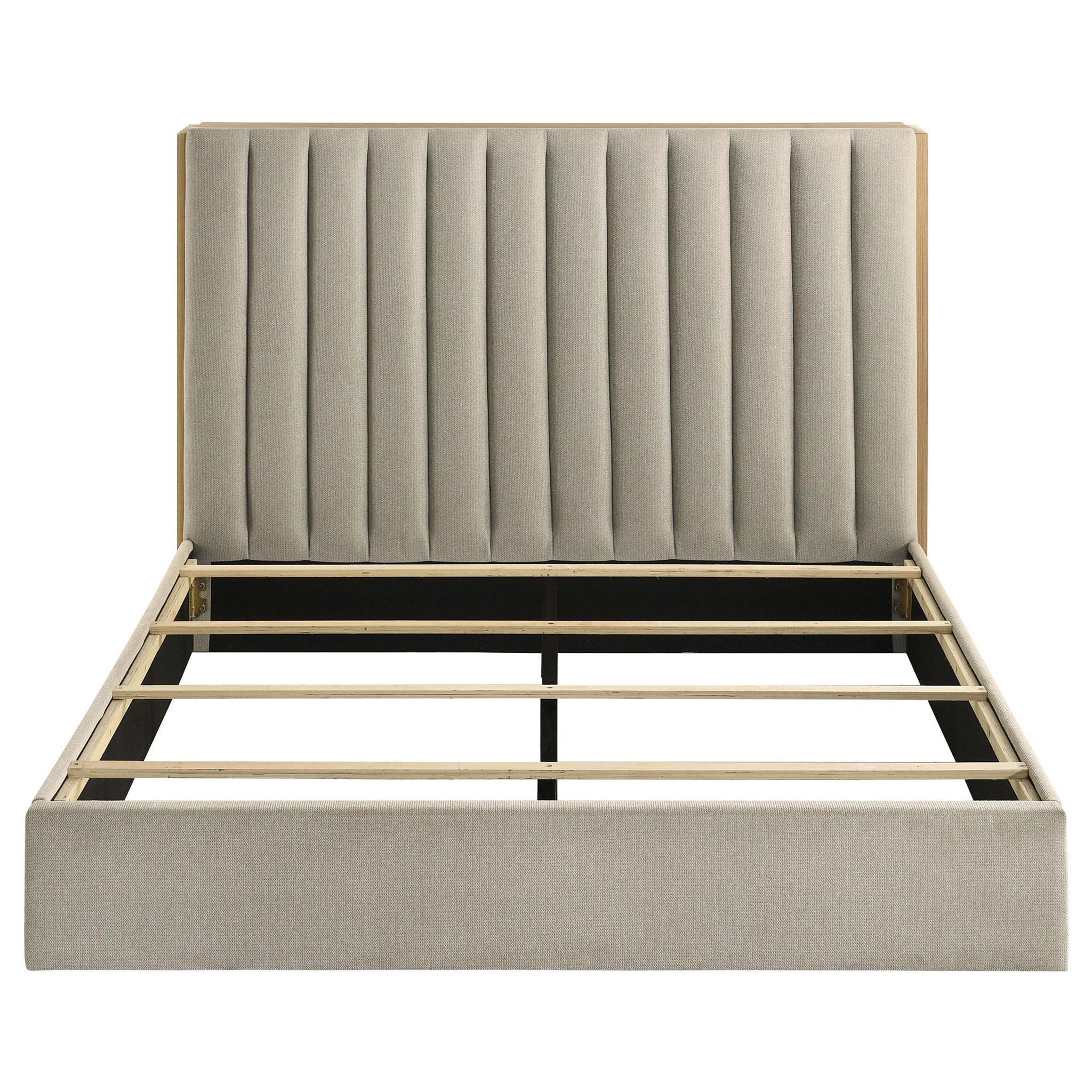 Arielle Queen Bookcase Panel Storage Bed Light Oak