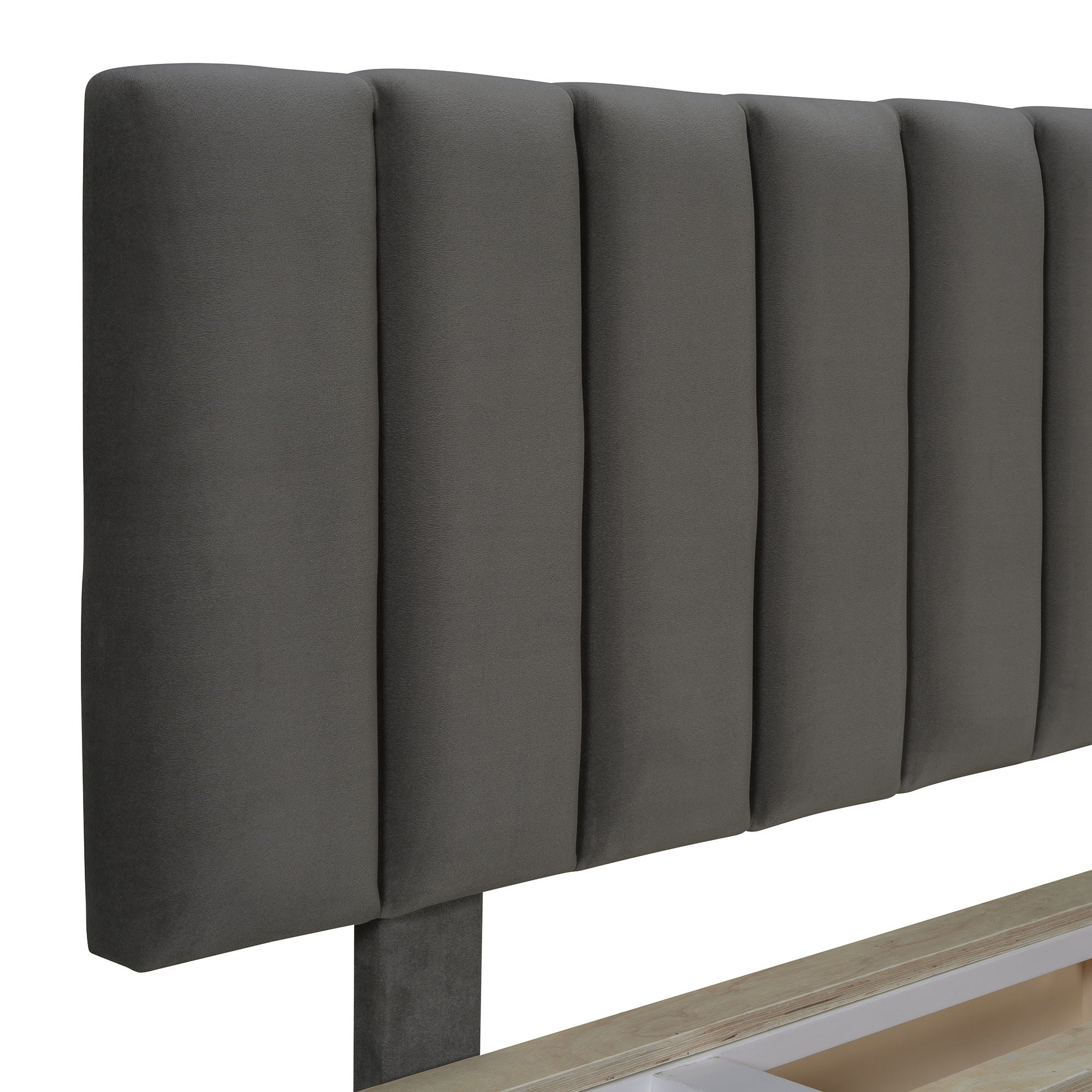 Upholstered Floating Hydrualic Platform Bed With LED Light And USB Port