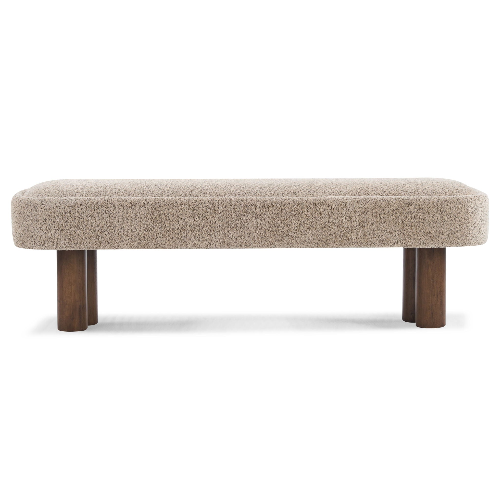 Indoor Upholstered Dining Bench - Khaki / Walnut