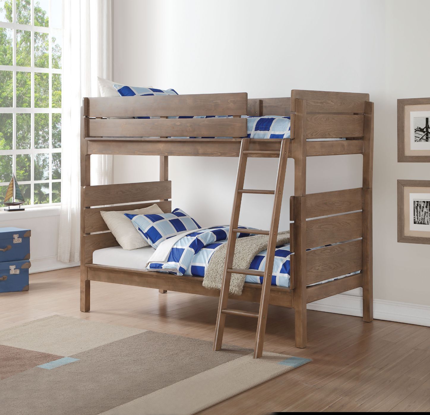 ACME Ranta - Twin Over Twin Bunk Bed - Antique Oak | Meri Furniture