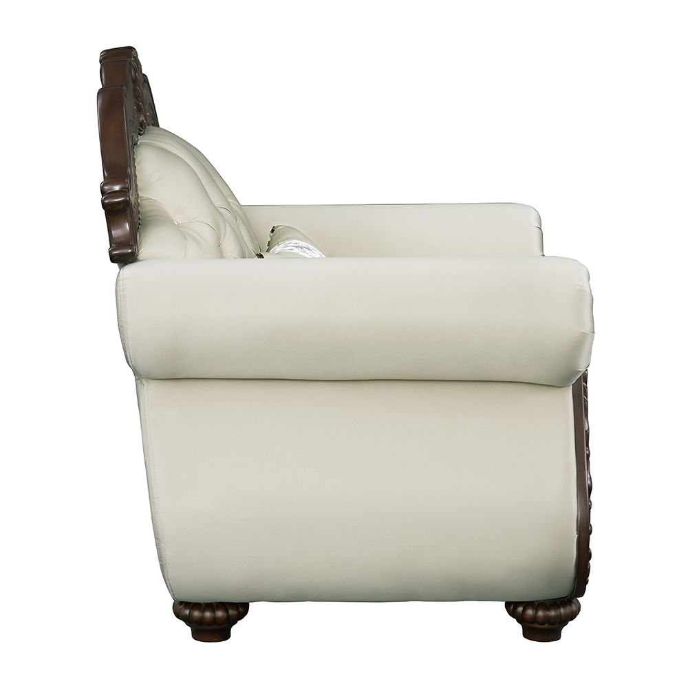 ACME Pierce - Chair With Pillow - Beige Fabric & Cherry Finish | Meri Furniture