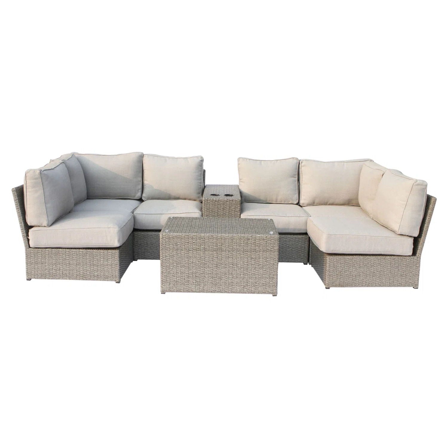 Comfortable Modern Patio Rattan Sectional Set With Cushions