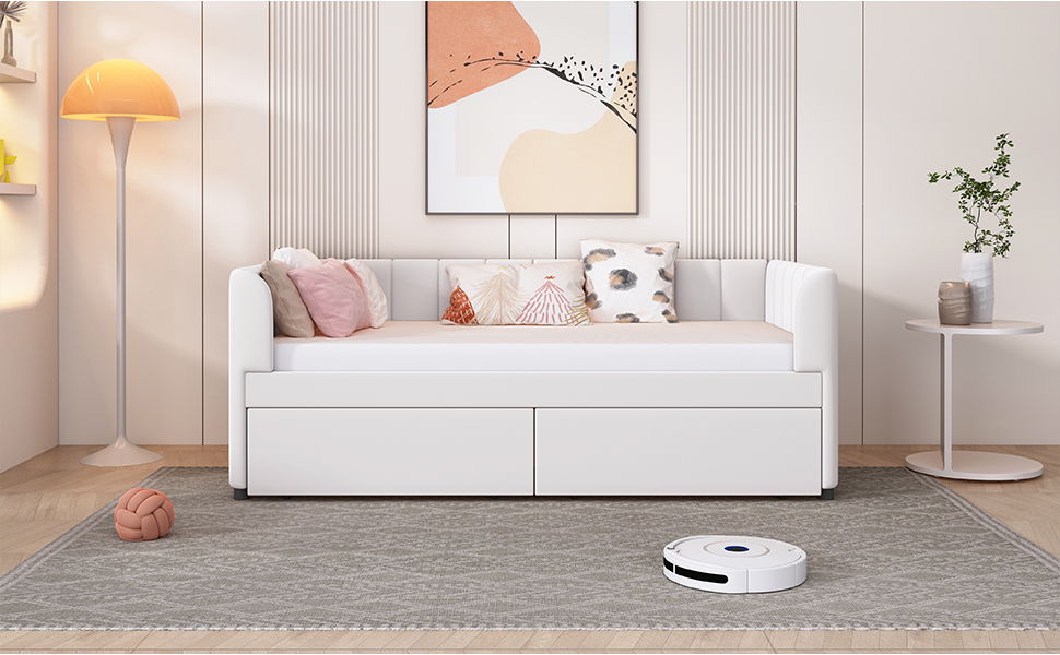 Upholstered Daybed With Ergonomic Design Backrest