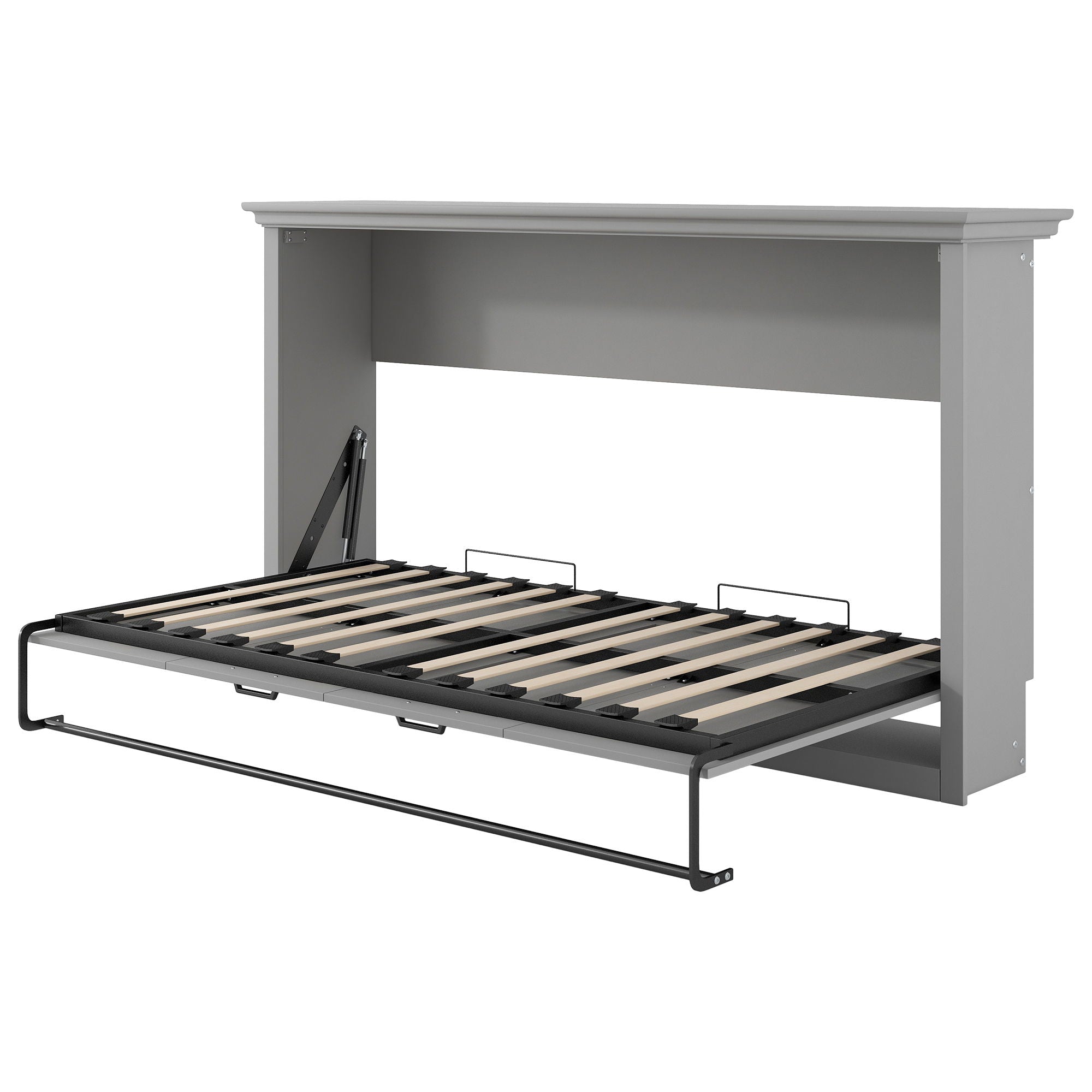 Twin Size Murphy Bed With Cabinet Storage - Gray