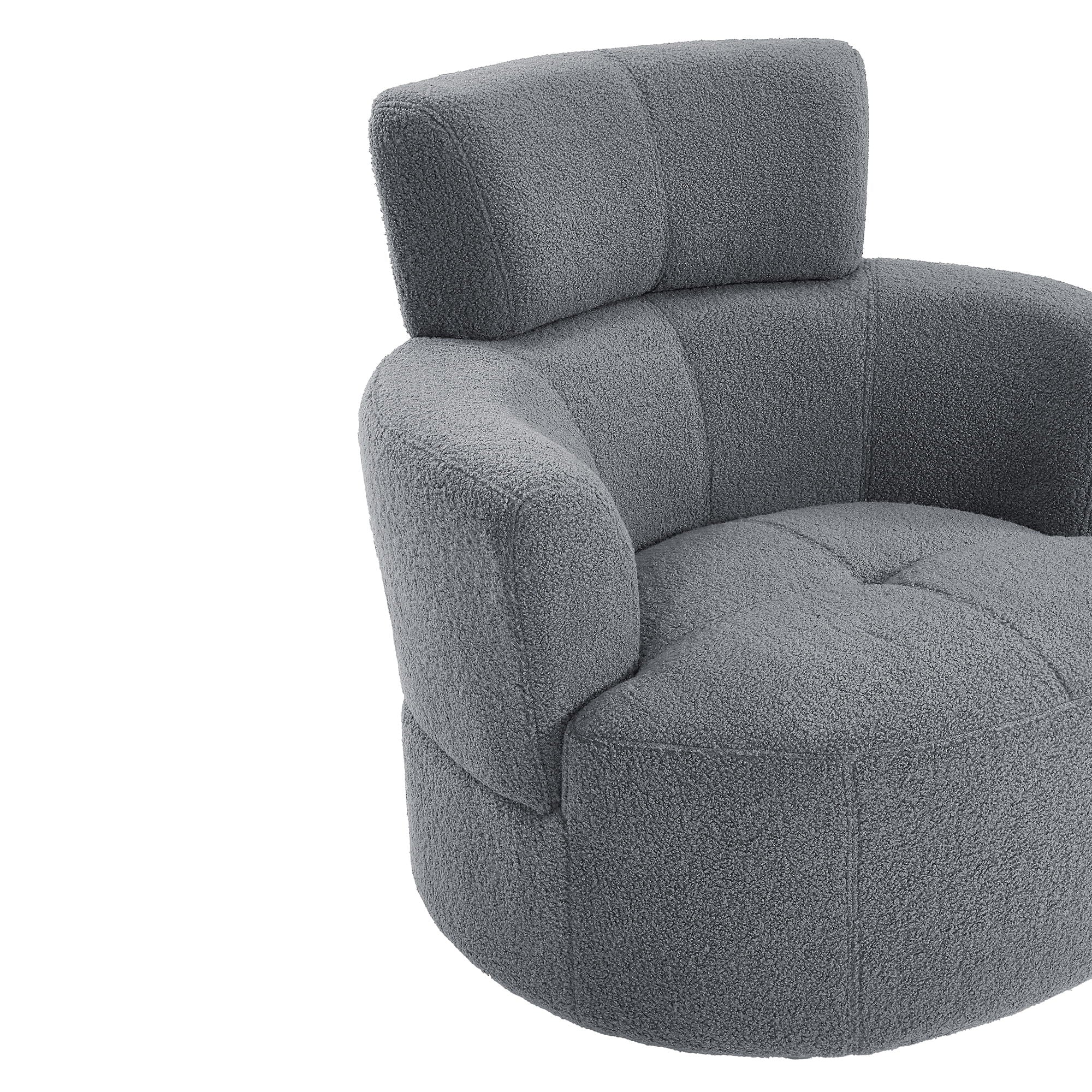 360° Swivel Chair Upholstered Accent Barrel Chair With Adjustable Headrest