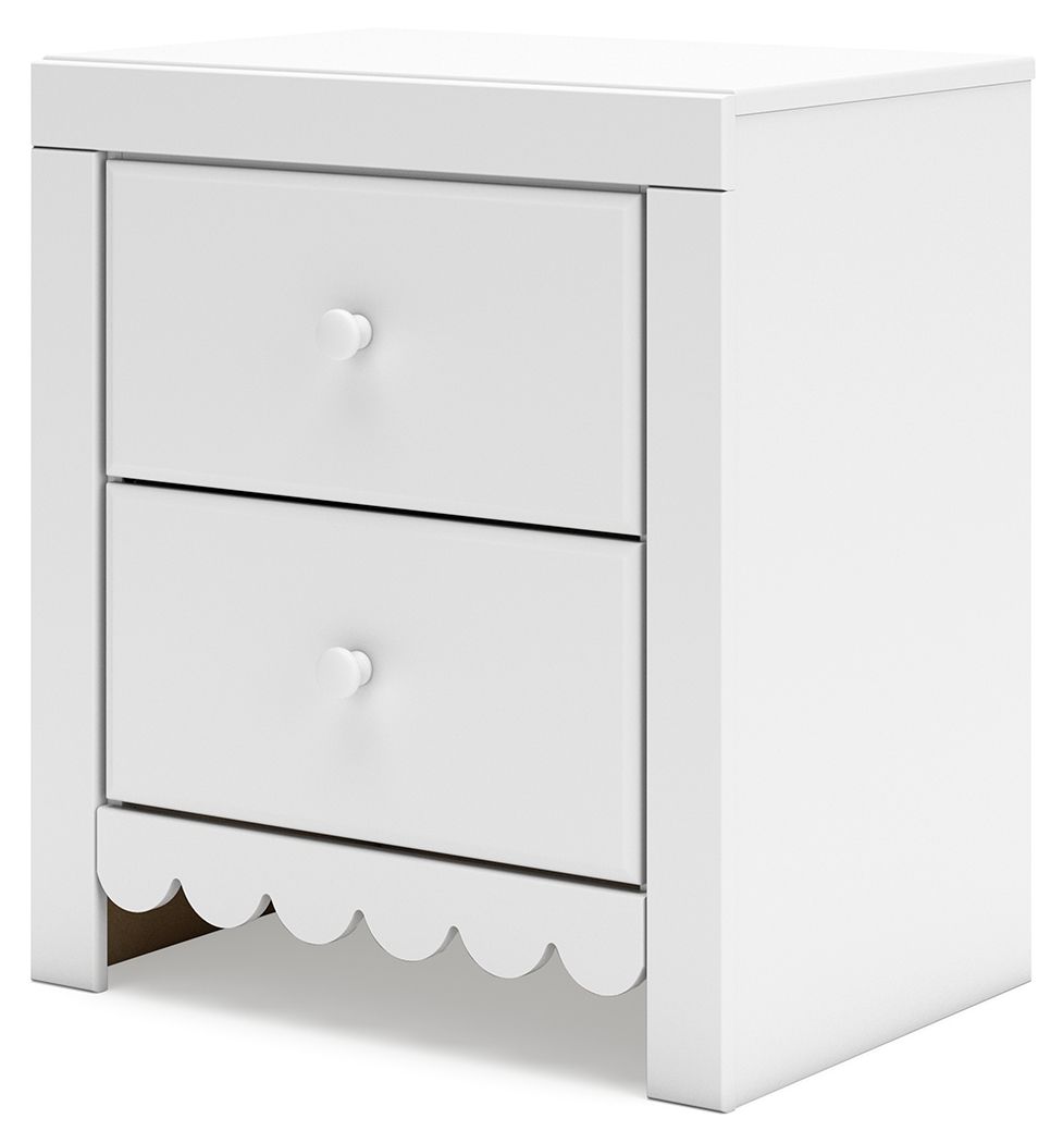Signature Design by Ashley® Mollviney - White - Two Drawer Night Stand | Meri Furniture