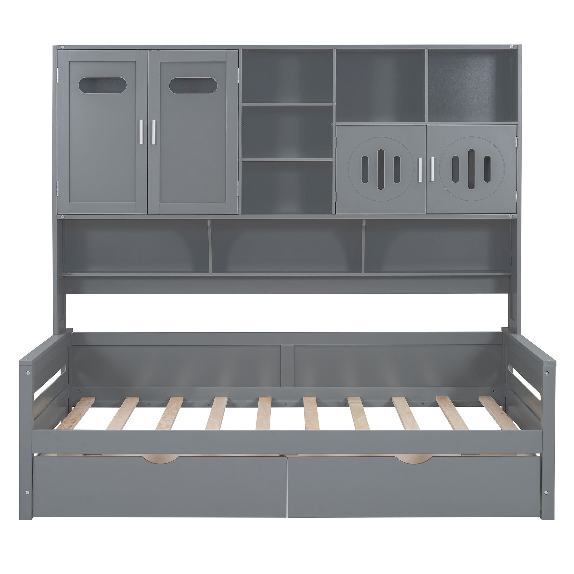 Daybed With All-In-One Cabinet And Shelf