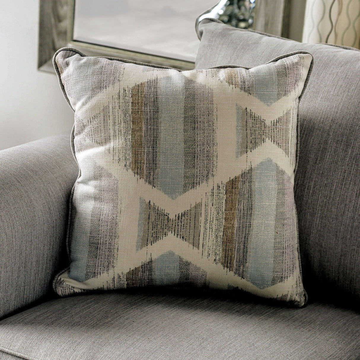 Furniture of America Kacey - Loveseat - Light Gray /Powder Blue / Pale Plum | Meri Furniture