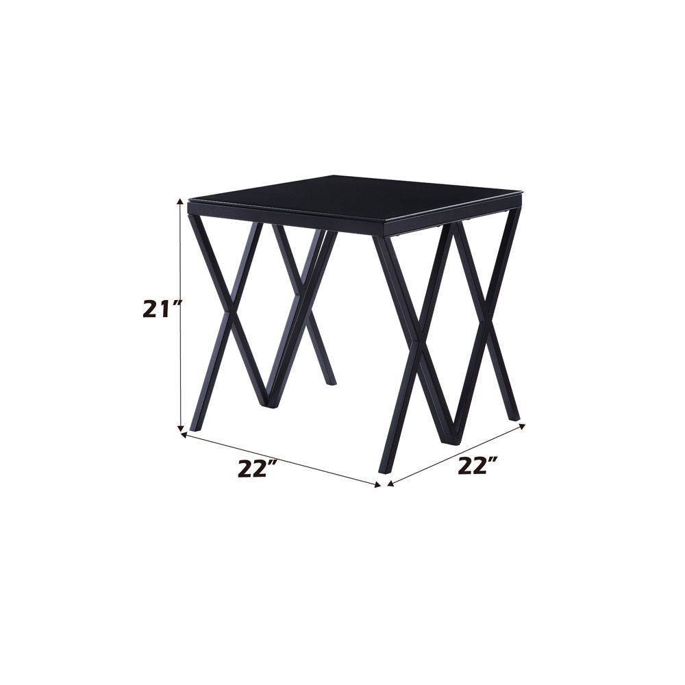 Magenta - End Table - Glass Top & Black