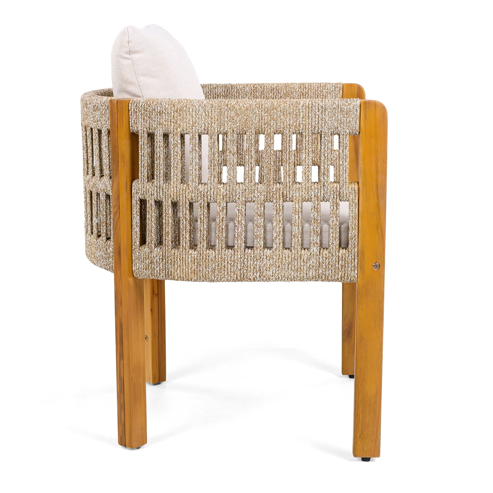 Outdoor Dining Chairs With Mix Rope Handles (Set of 2)