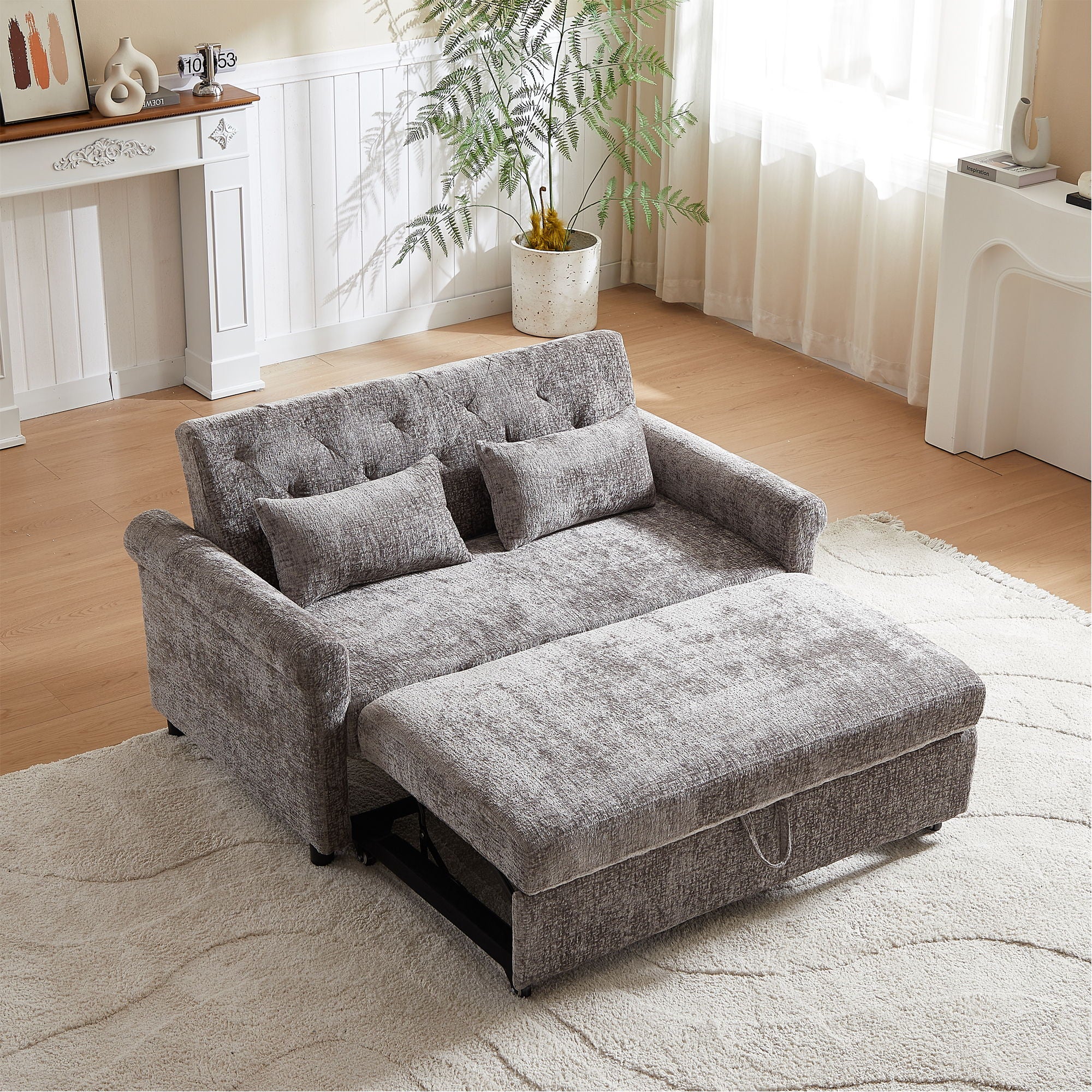 Loveseat Sofa Bed, Pull - Out Couch Sleeper & 2 Pillows