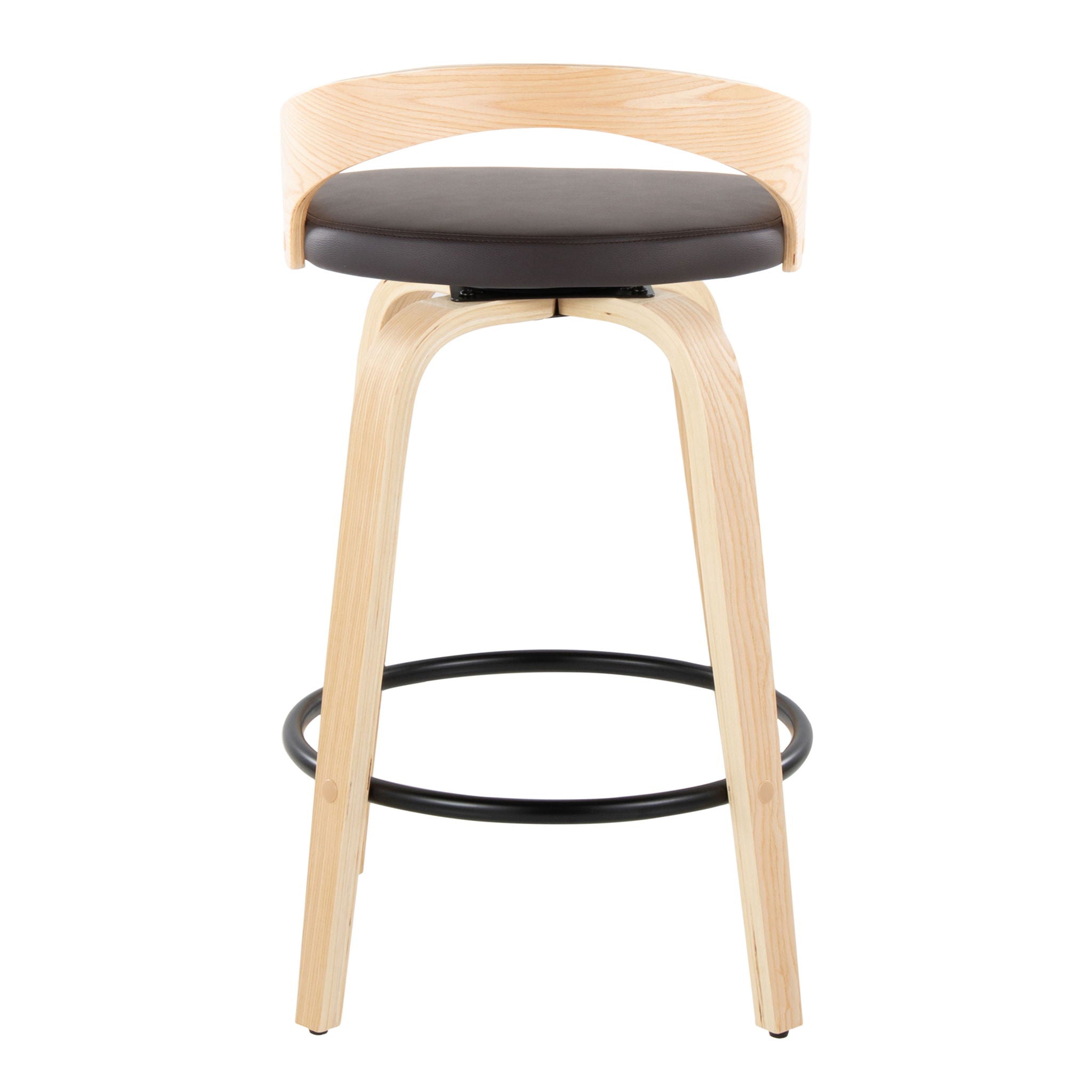 Grotto - Mid-Century Modern Fixed Height Counter Stool Swivel &h Round Footrest