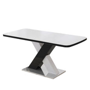 Rectangle Dining Table, Stretchable, Table Top With X Shape And Legs And Base - White / Black