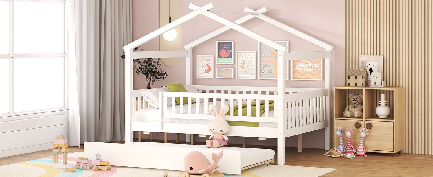 Creativity House Bed With Twin Size Trundle