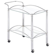 Coaster Fine Furniture Shadix - 2-Tier Rectangular Glass Shelf Metal Bar Cart - Chrome | Meri Furniture
