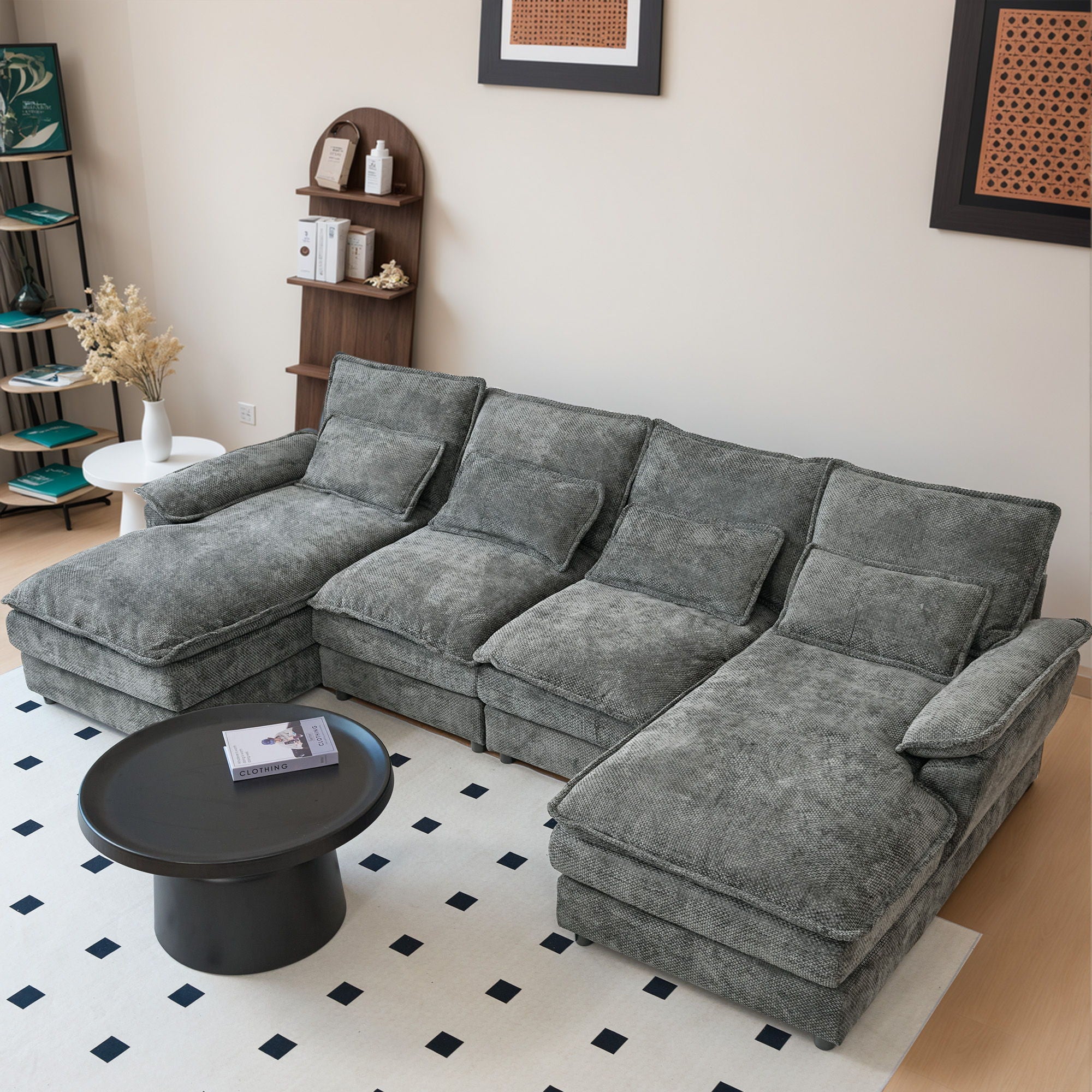 Modular Sectional Sofa Cloud Couch With Double Chaise Lounge