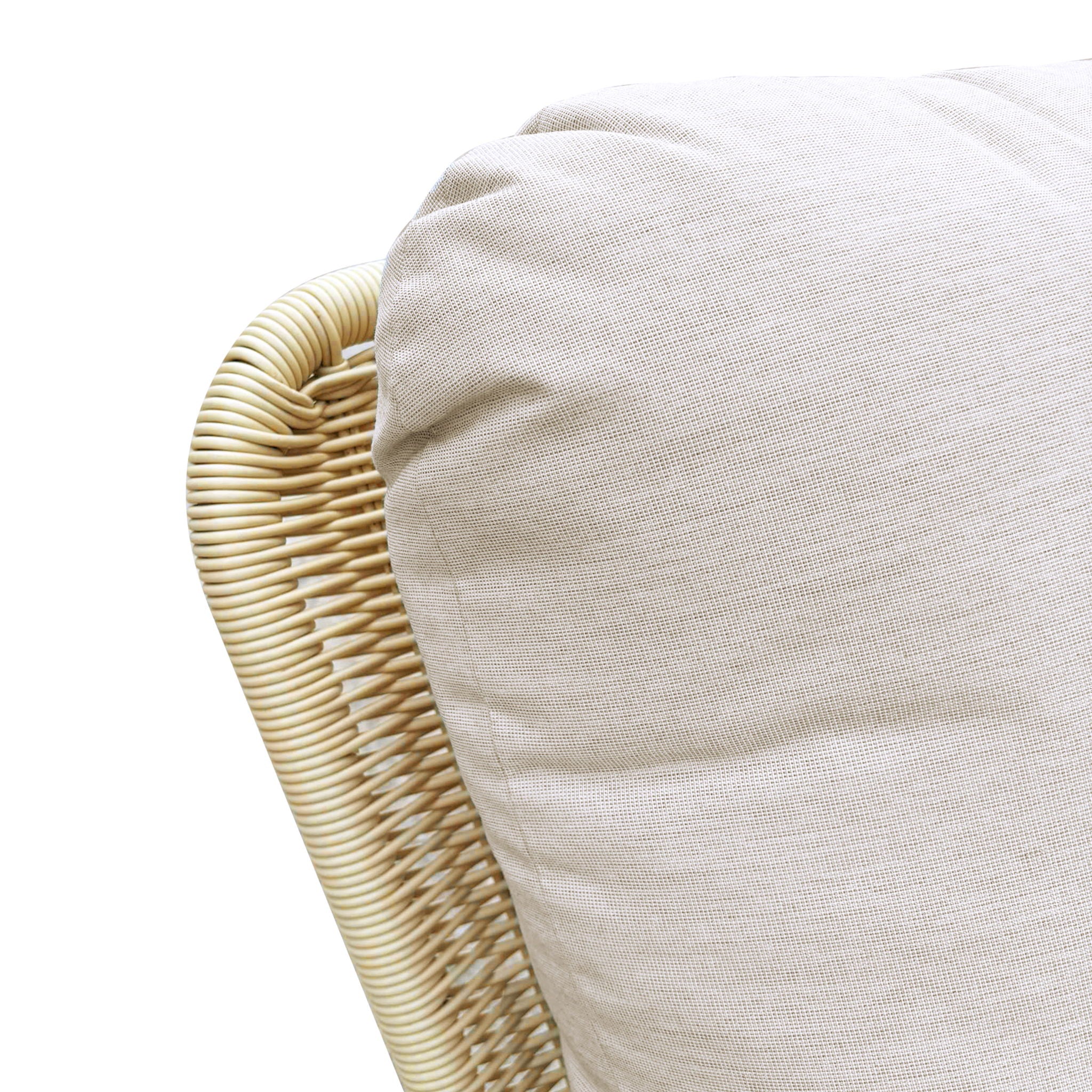 Cushioned Rattan Rocking Chairs With Wooden Accent Table Modern 3 Piece Outdoor Seating Set For Patio Relaxation - Ivory