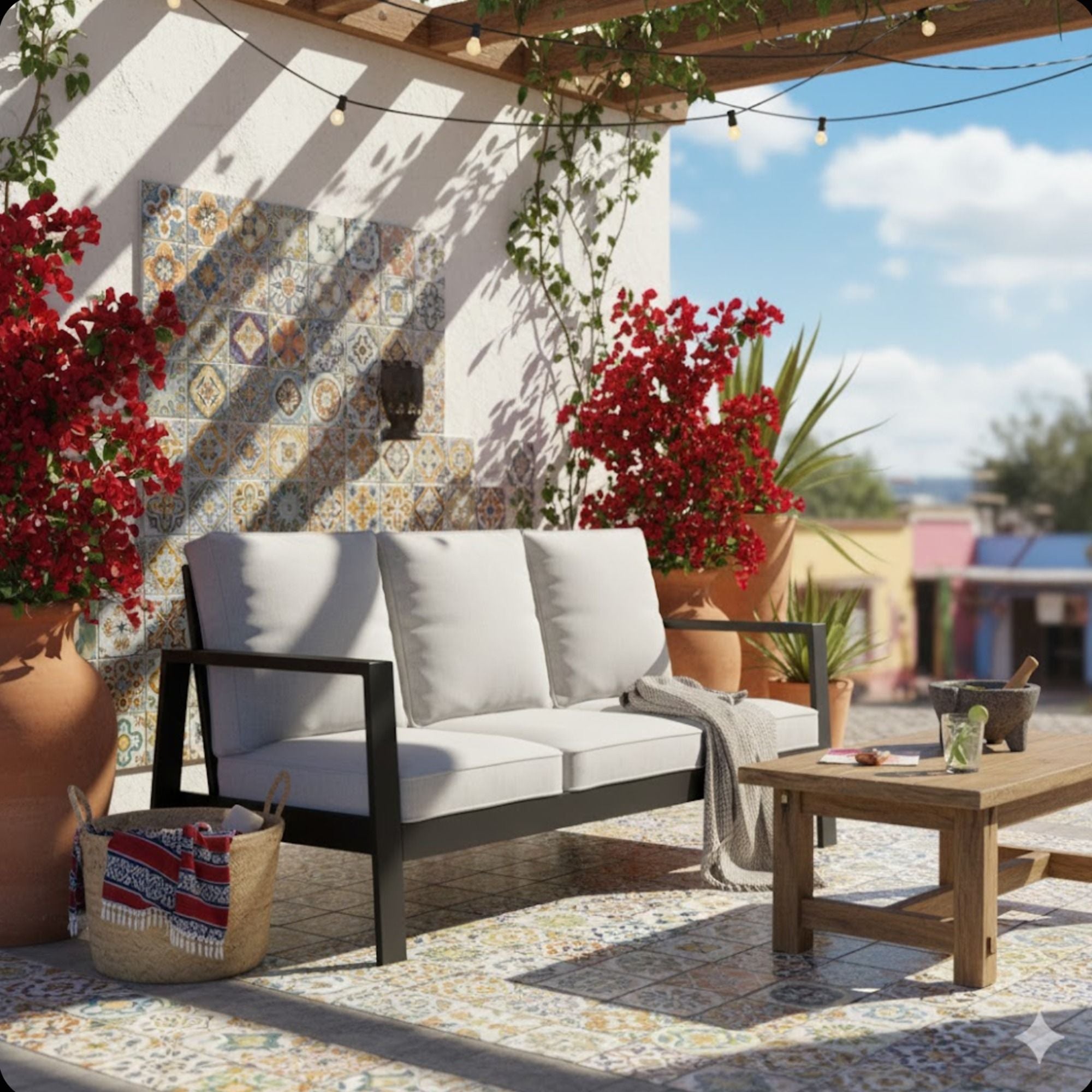 3 Seat All-Weather Patio Sofa With Cushions