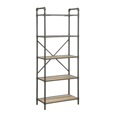 The Itzel Bookcase is functionally designed to enhance your Decor. Organize your essentials with this unique, stylish bookcase. Different level contoured shelves and a versatile construction highlight this beautiful bookcase. Some Assembly Required.