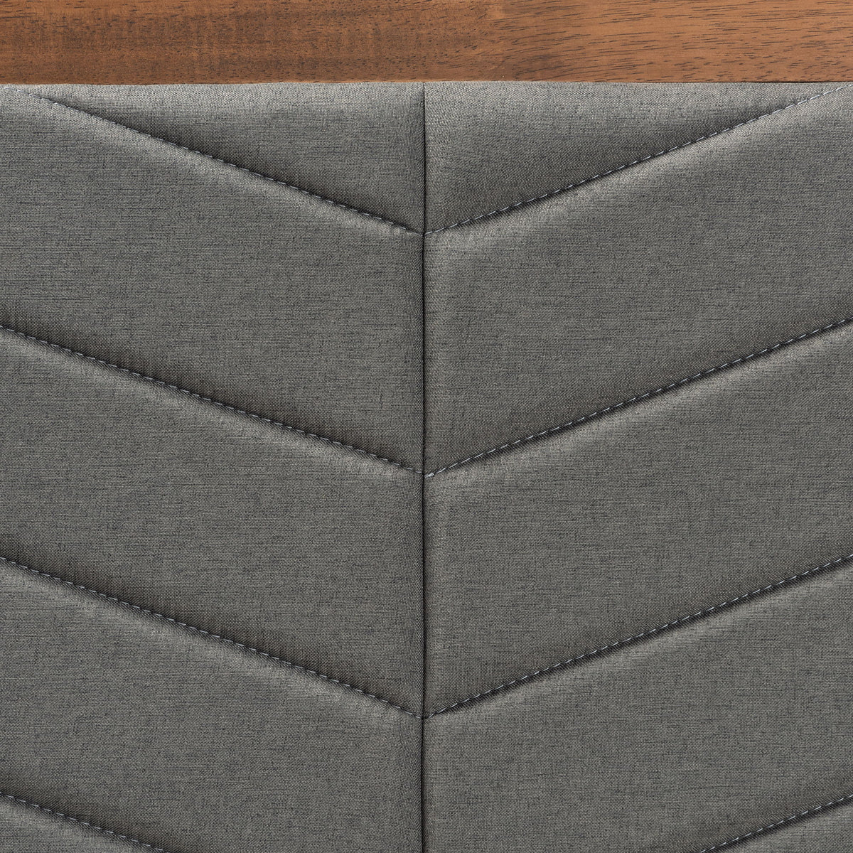 Tasha Mid-Century Modern Dark Grey Fabric Upholstered and Walnut brown Finished Wood Twin Size Platform Bed