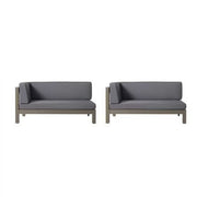 Aura - 2 Piece Outdoor Set With X Back Left Bench And Corner - Dark Gray