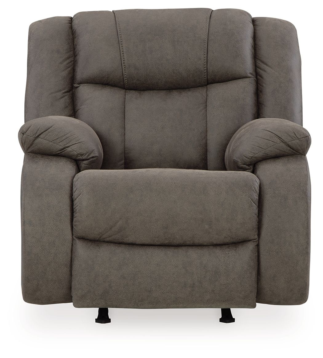 Signature Design by Ashley® First Base - Gunmetal - Rocker Recliner | Meri Furniture
