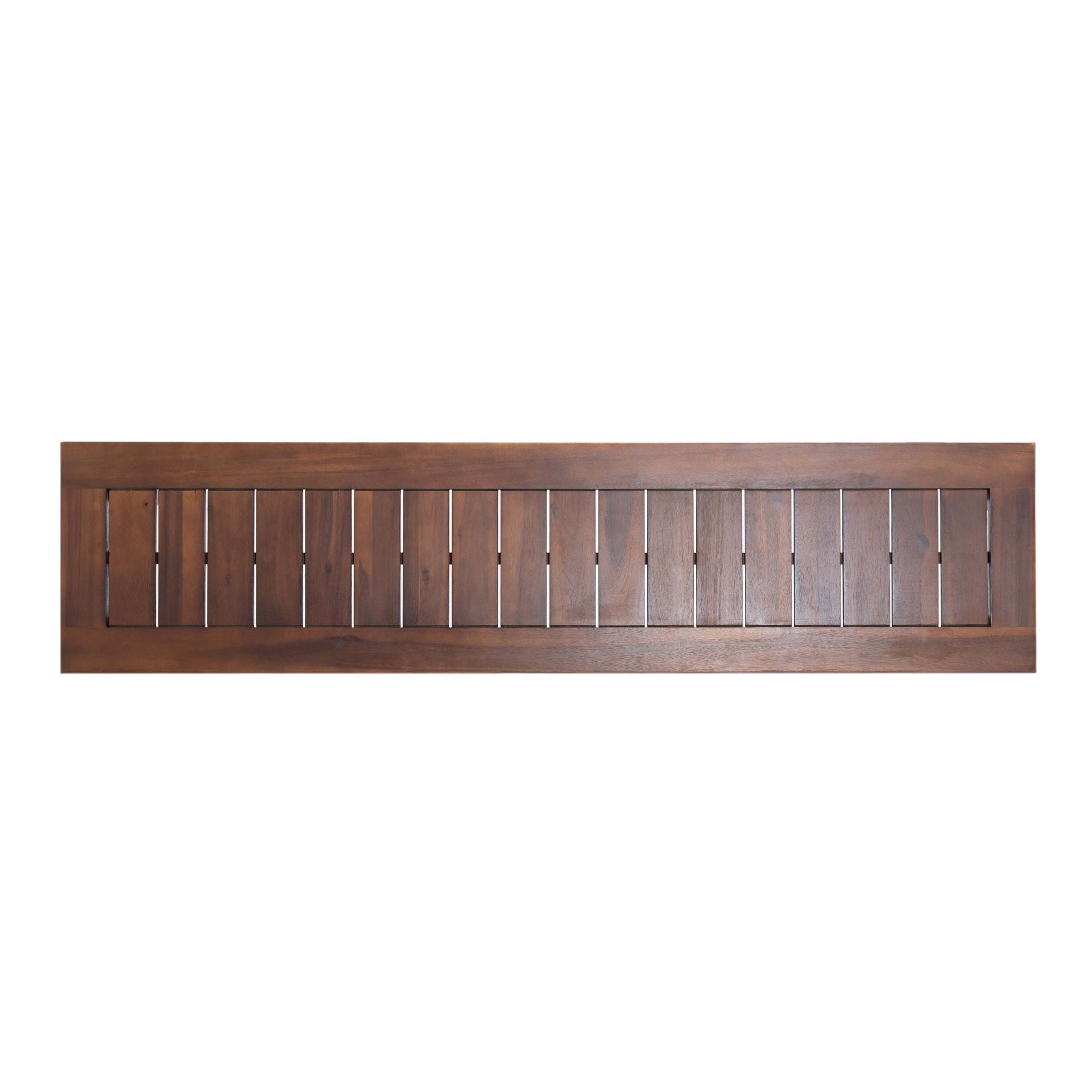 Acacia Wood Outdoor Bench With Beautiful Slat Paneling - Dark Brown