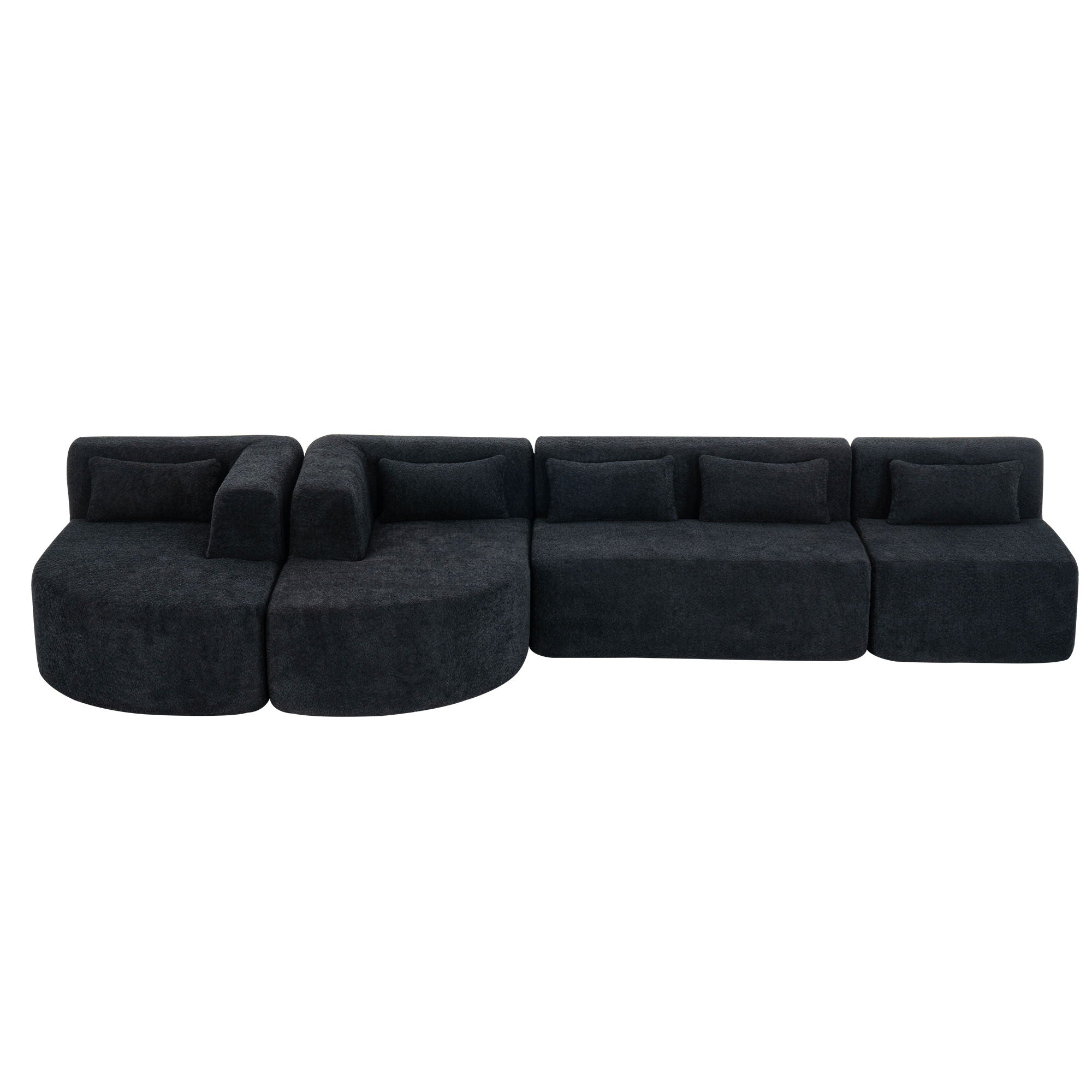 Upholstered Sofa Free Combined Sofa Couch With 2 Chaise Lounge And Five Back Pillows For Living Room