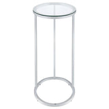 Kyle - Oval Glass Top C-Shaped Sofa Side Table - Chrome