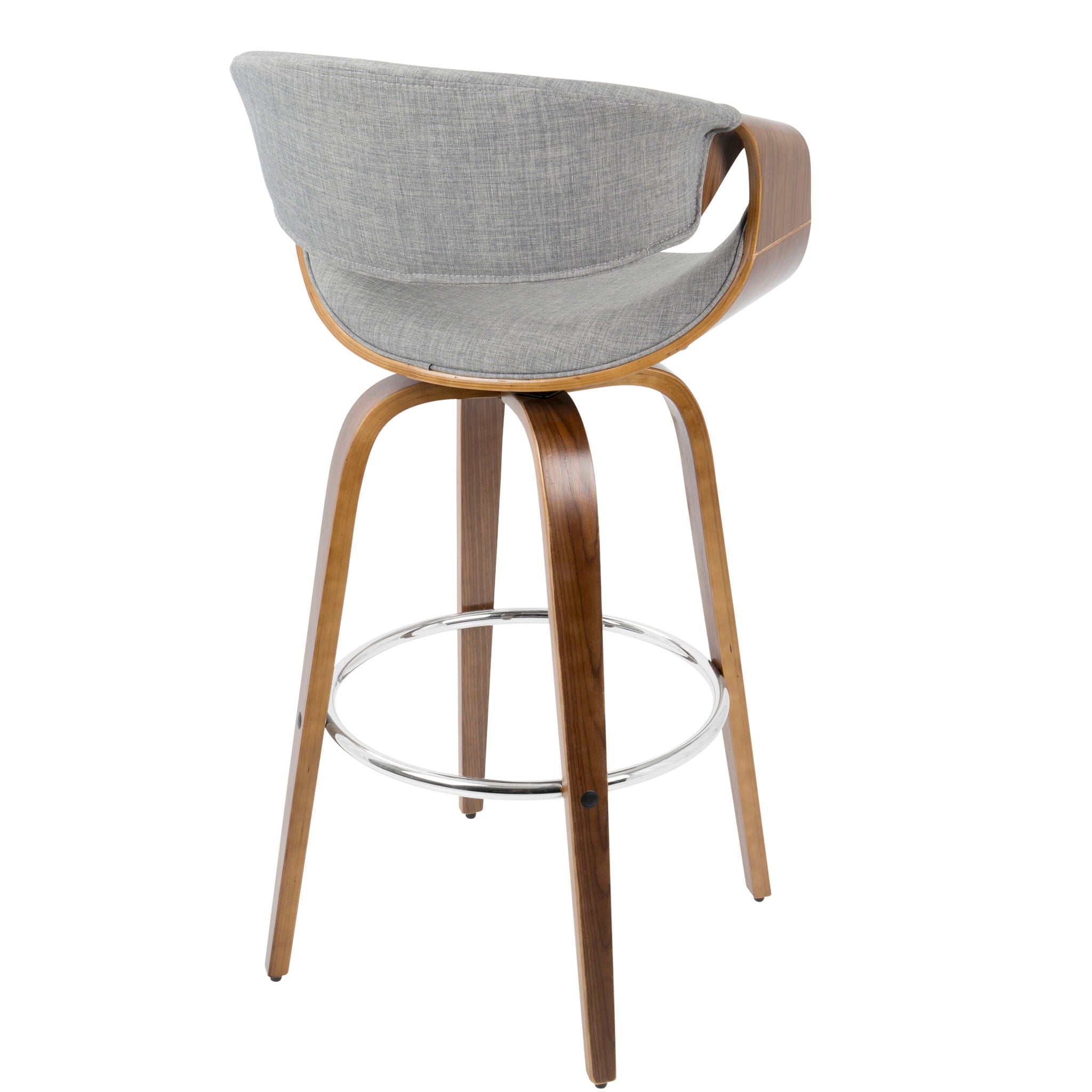 Curvini Mid - Century Modern Fixed Height Barstool With Swivel (Set of 2)