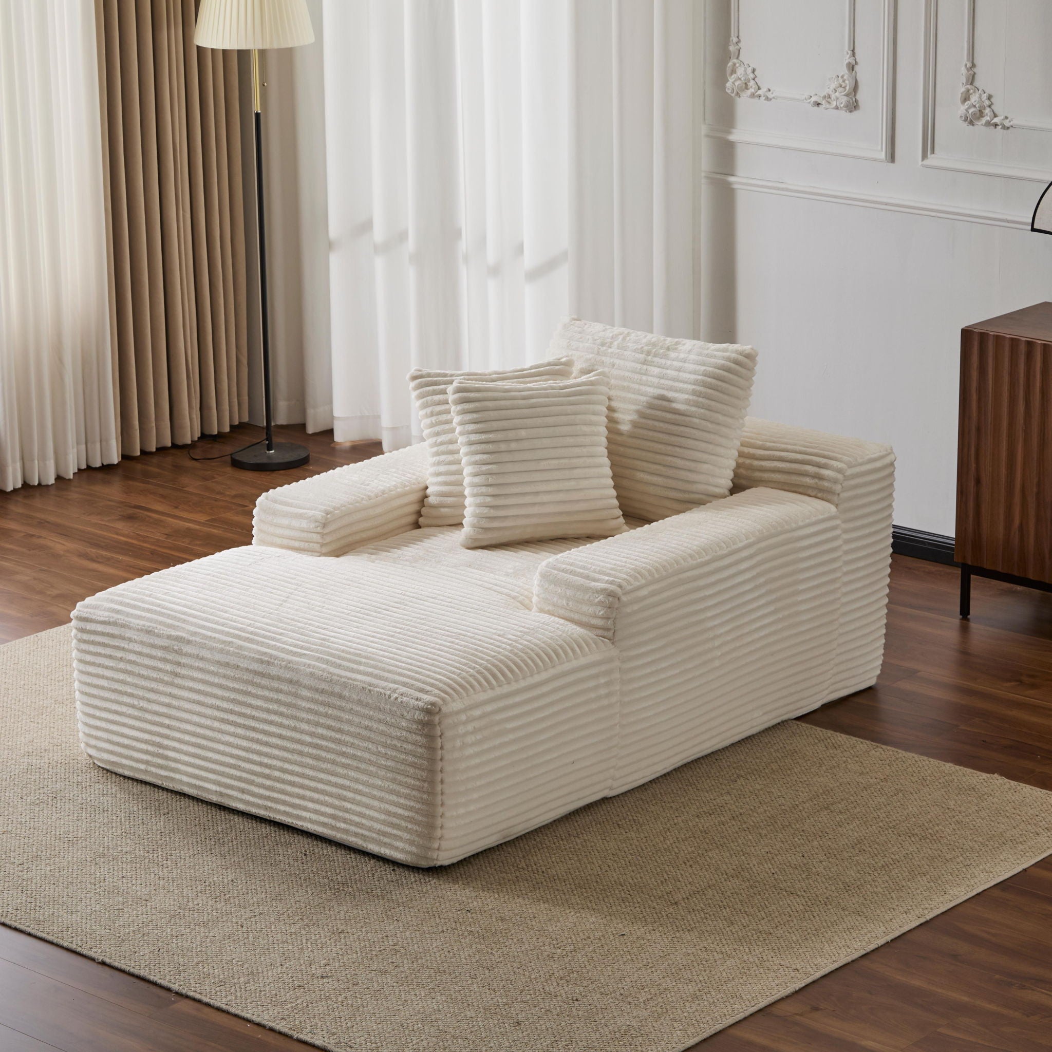 Oversized Chaise Lounge Chair Cozy Cloud Couch With 3 Throw Pillows And Wide Armrest