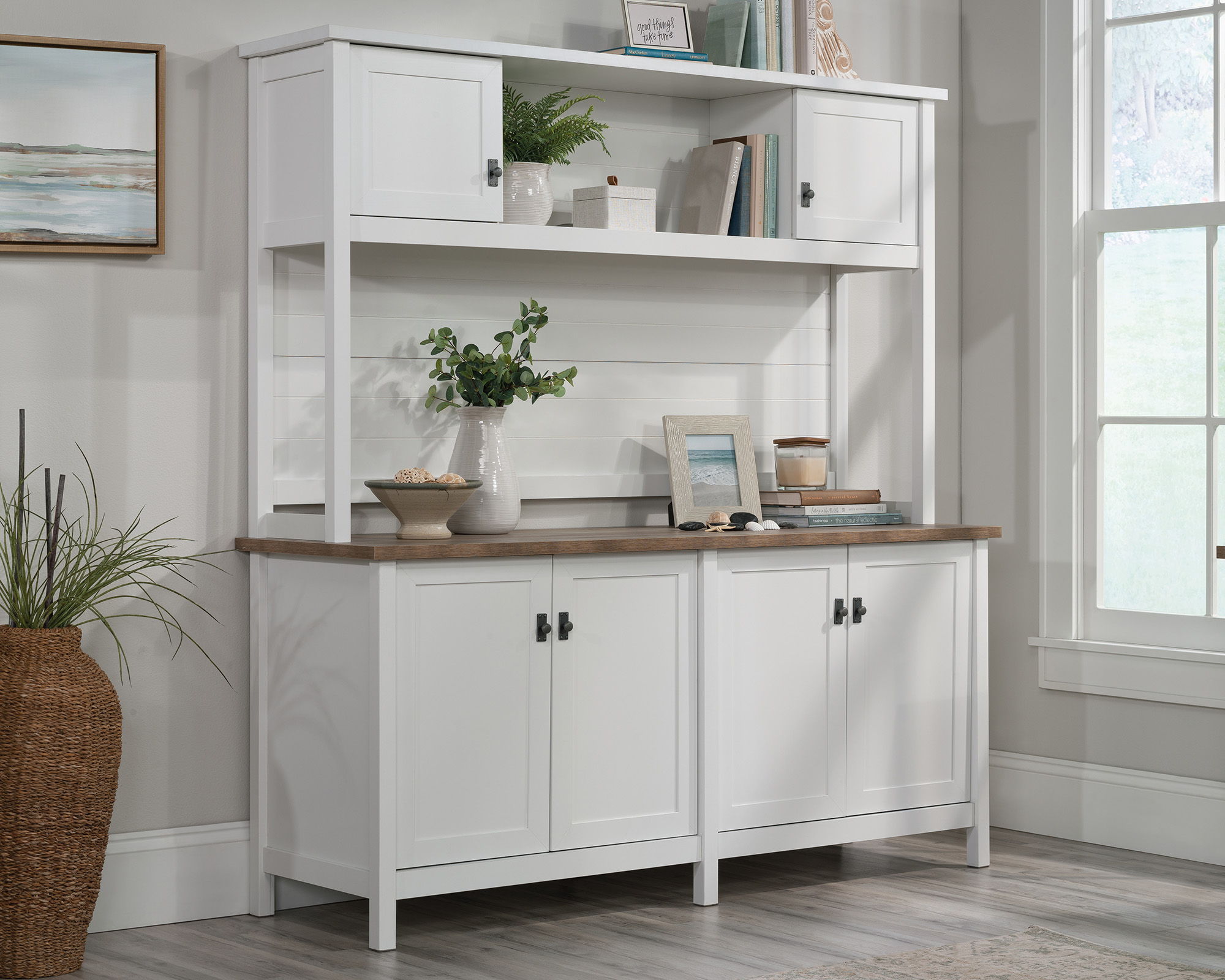 Home Office Credenza with Hutch Bundle