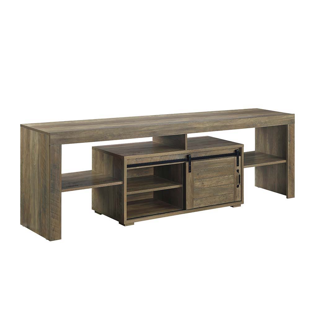 ACME Wasim - TV Stand - Rustic Oak Finish | Meri Furniture